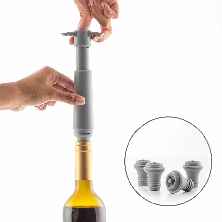 Cozinha InnovaGoods | Bomba De Vacuo E Tampas Para Vinho Winuum Innovagoods (4 Tampoes)