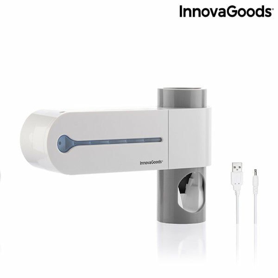 Bem-estar InnovaGoods | Esterilizador Uv De Escovas De Dentes Com Suporte E Dispensador De Pasta De Dentes Smiluv Innovagoods