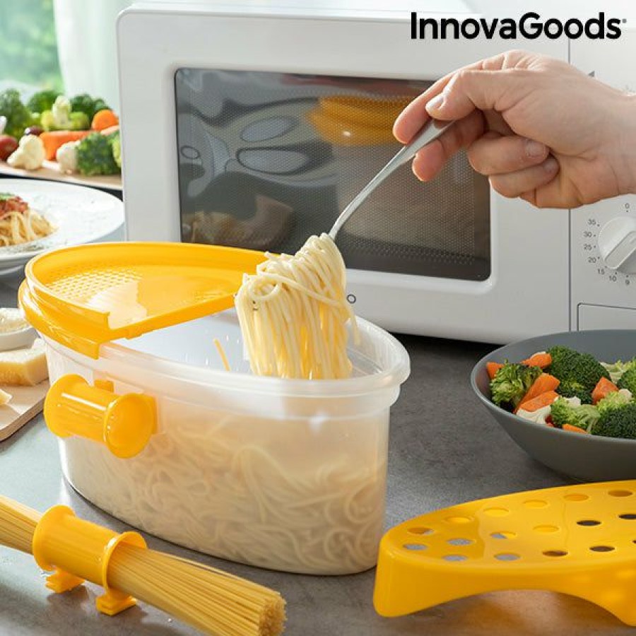 Cozinha InnovaGoods | Caixa Para Cozinhar Massa No Micro-Ondas 4 Em 1 Com Acessorios E Receitas Pastrainest Innovagoods