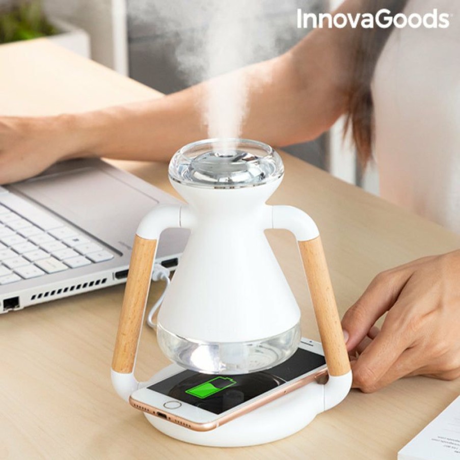 Casa InnovaGoods | Humidificador Difusor De Aromas E Carregador Sem Fios 3 Em 1 Misvolt Innovagoods