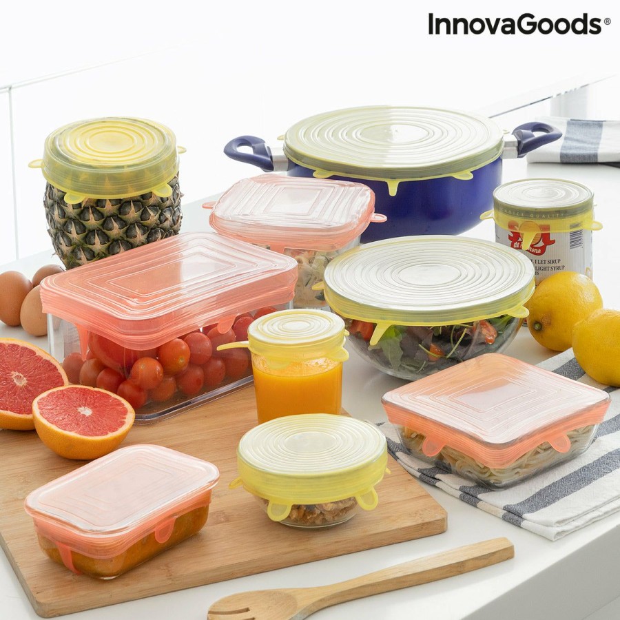 Cozinha InnovaGoods | Conjunto De 10 Tampas De Cozinha Reutilizaveis E Ajustaveis Lilyd Innovagoods