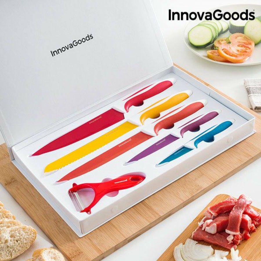 Cozinha InnovaGoods | Conjunto De Facas Ceramicas E Descascador Knoolvs Innovagoods 6 Pecas