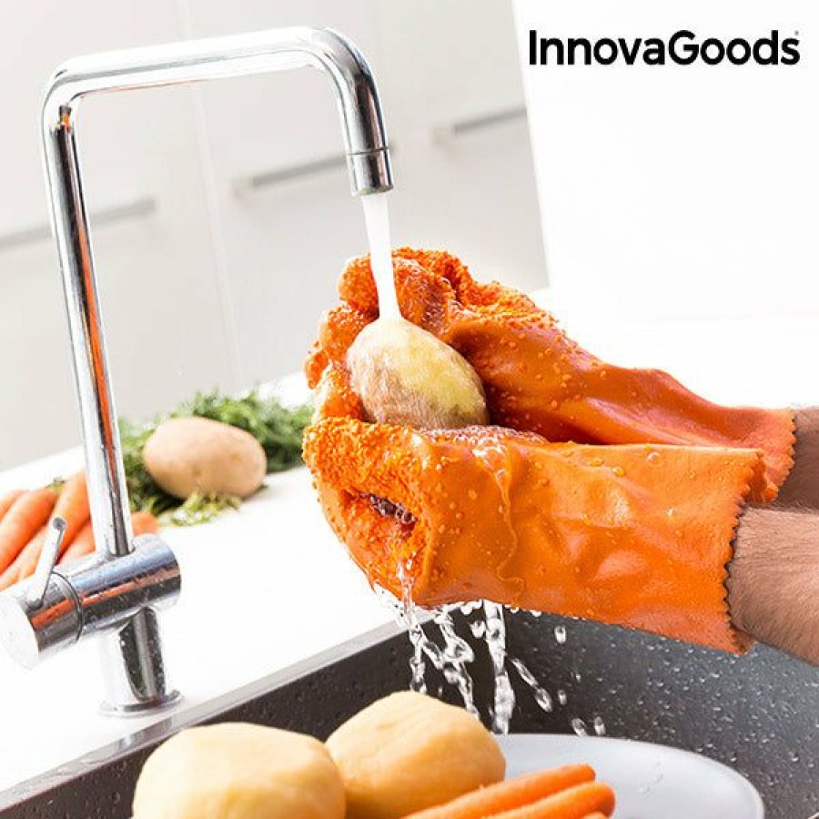 Cozinha InnovaGoods | Luvas Limpadoras Descascadoras De Verduras E Frutas Gloveg Innovagoods