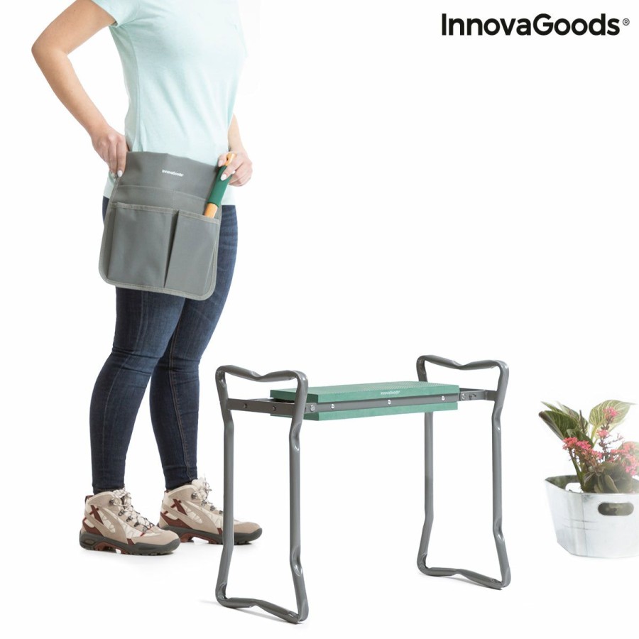 Casa InnovaGoods | Banco De Jardinagem Dobravel Com Bolsa Para Ferramentas 3 Em 1 Situl Innovagoods