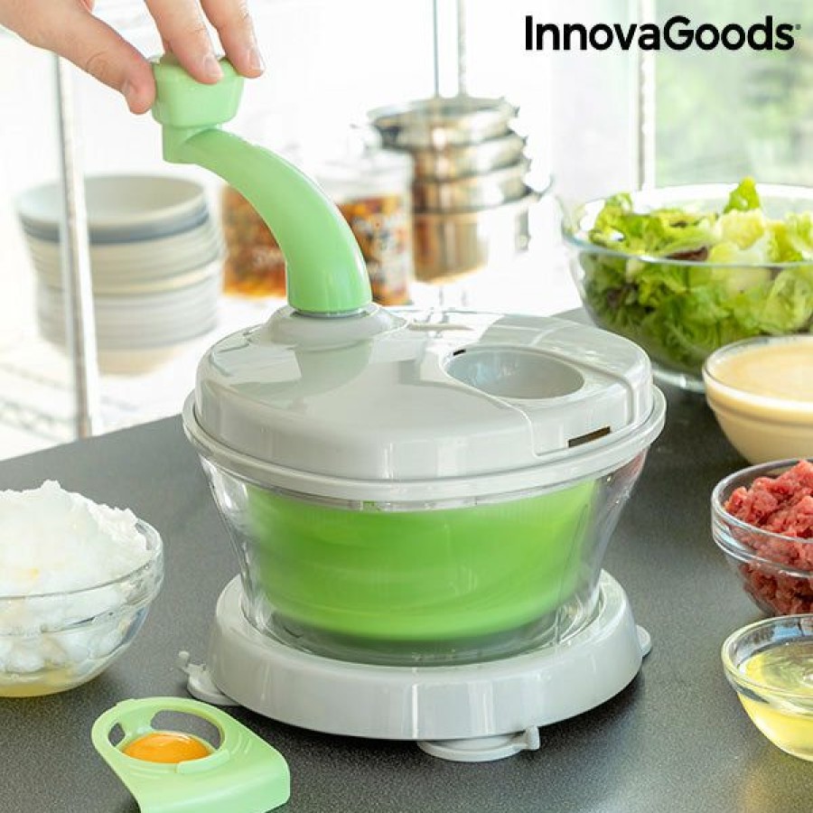 Cozinha InnovaGoods | Centrifugadora, Picadora E Misturadora Manual 4 Em 1 Com Acessorios E Receitas Chopix Innovagoods