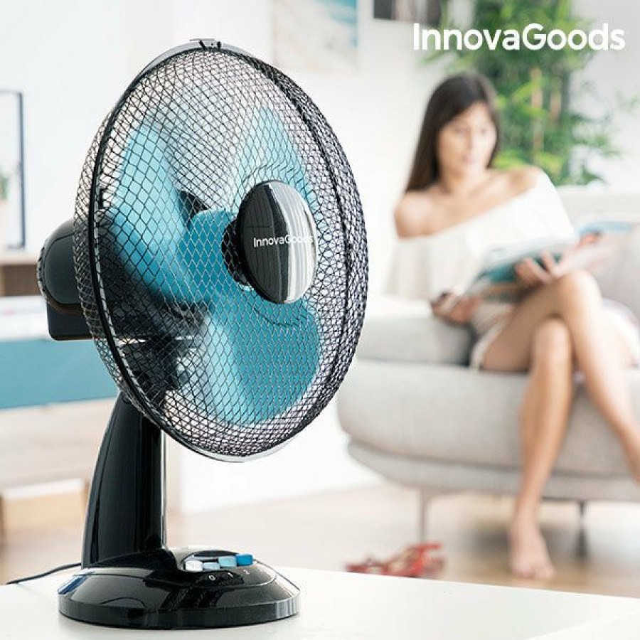 Casa InnovaGoods | Ventilador De Mesa Innovagoods O 30 Cm 35W Preto Azul