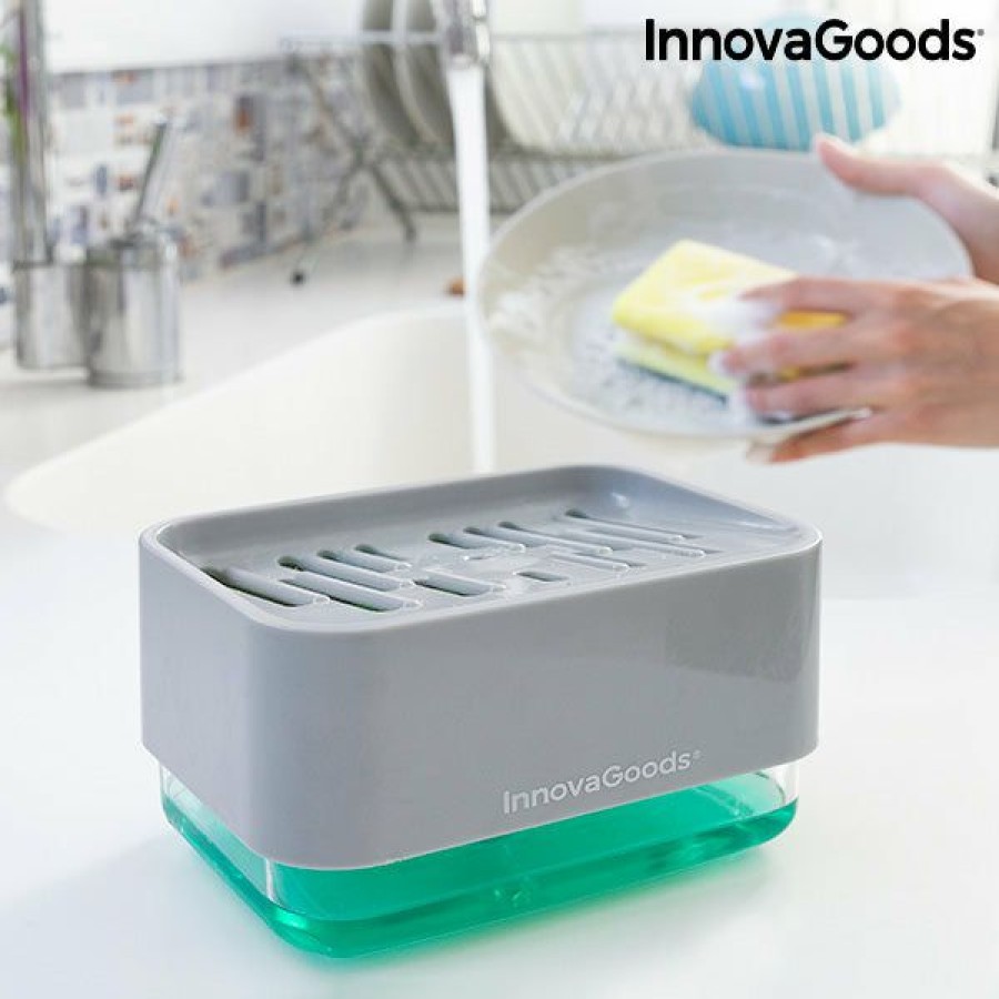 Cozinha InnovaGoods | Dispensador De Detergente 2 Em 1 Para Lava-Louca Pushoap Innovagoods