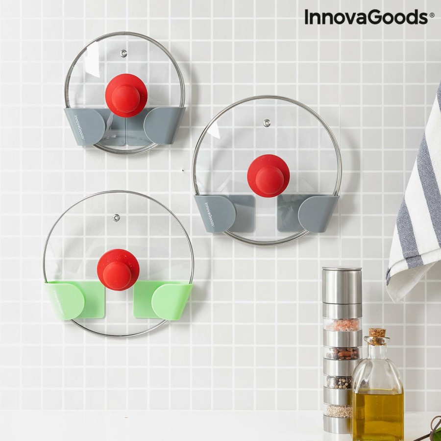 Cozinha InnovaGoods | Conjunto De 3 Suportes Adesivos Para Tampas De Panelas Smarack Innovagoods